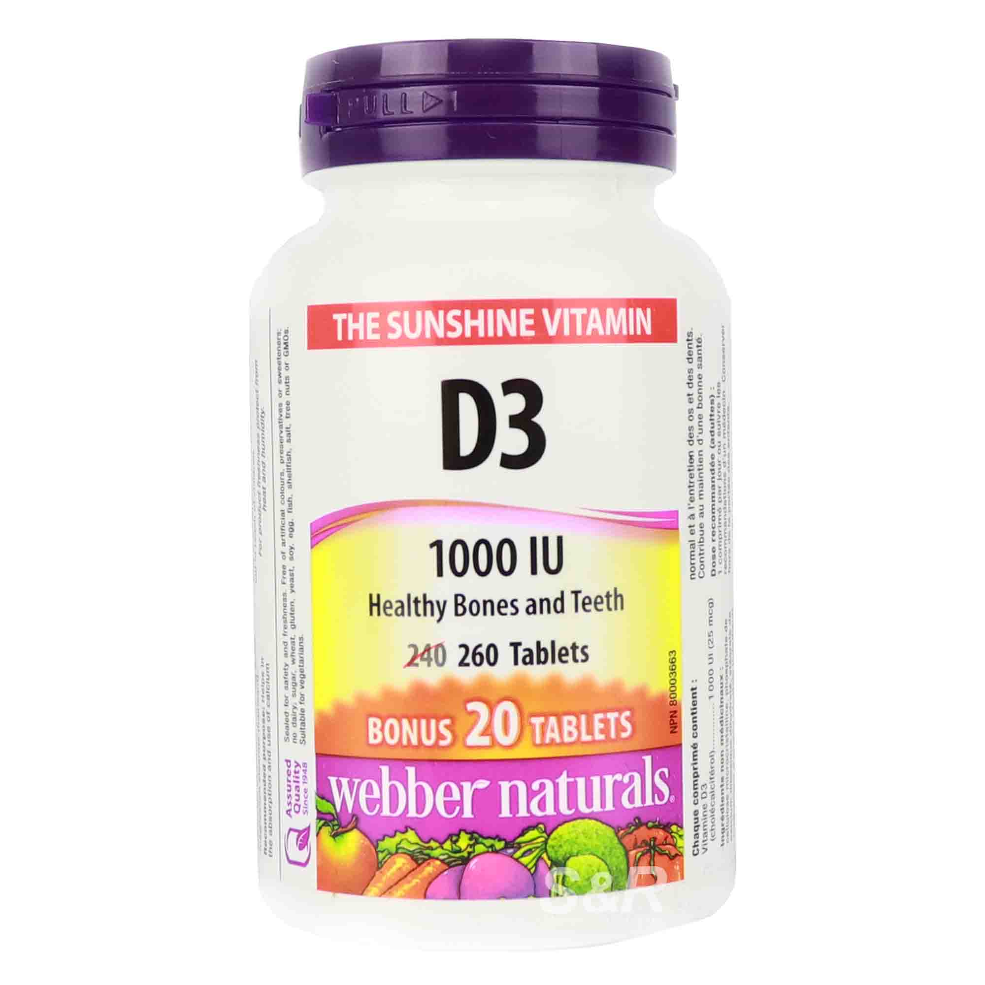 Webber Naturals The Sunshine Vitamin D3 1000 IU 260 tablets